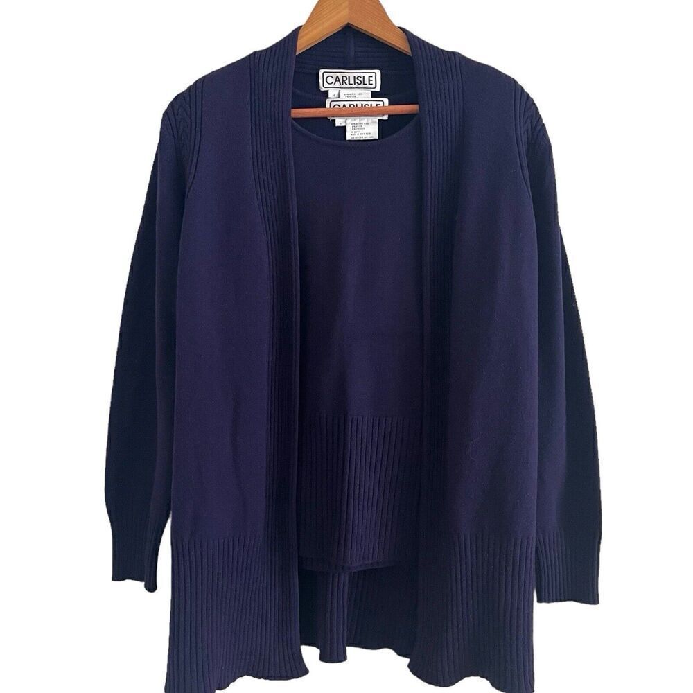 Vintage Carlisle Merino Wool Cardigan Sweater twin set Cami size L